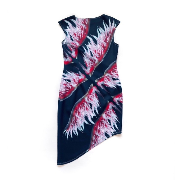 Oceania Nudibranch black and red printed asymmetric dress - Picture 2 of 7